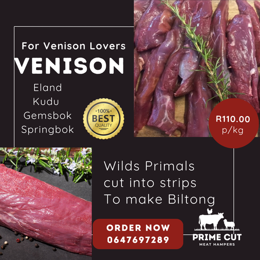 Venison Primals cut in to Biltong strips R110.00